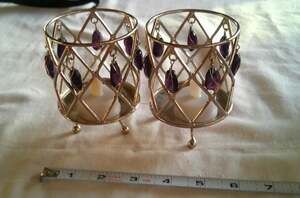 Set of 2 Wired black Gems battery candle holder pedestal.